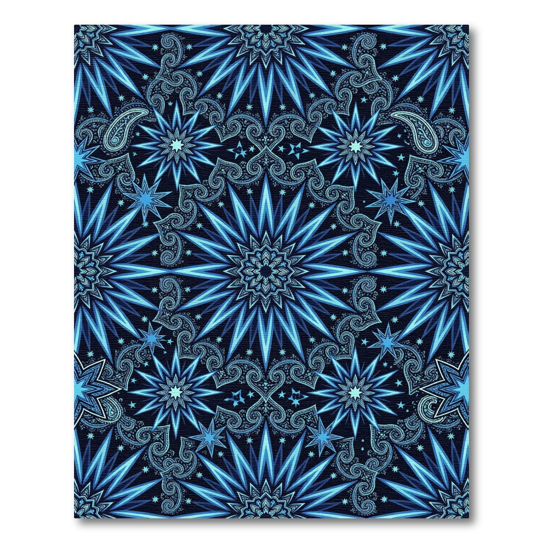 Celestial Blue Starry Paisley Mandala Rug