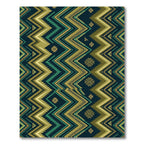 Geometric Chevron Olive And Teal Ikat Rug