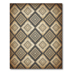 Intricate Gold and Charcoal Geometric Damask Rug