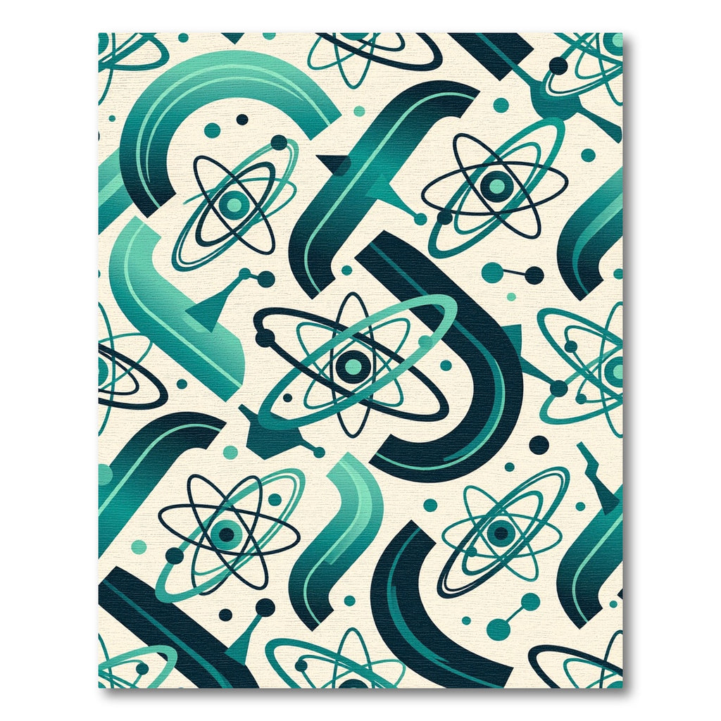 Teal Atomic Orbit Abstract Rug