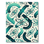 Teal Atomic Orbit Abstract Rug