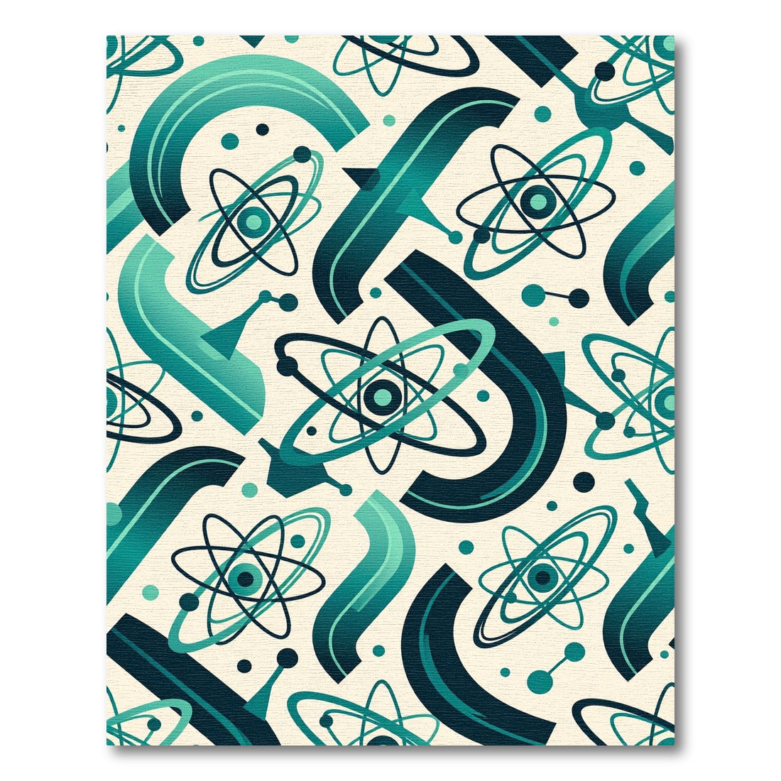 Teal Atomic Orbit Abstract Rug