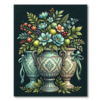 Vintage Floral Bouquet Urn Composition Rug