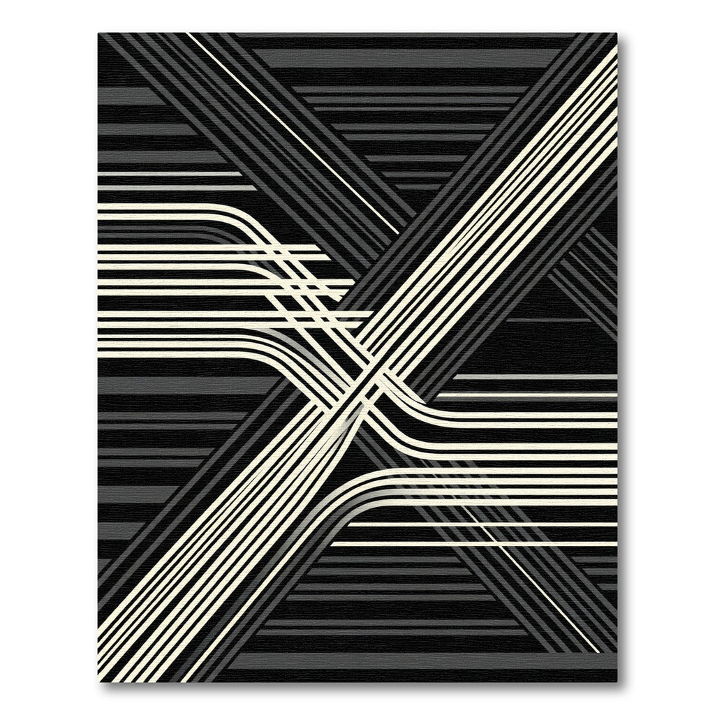 Monochrome Abstract Geometric Linear Composition Rug