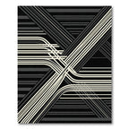 Monochrome Abstract Geometric Linear Composition Rug