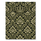 Ornate Gold Scrollwork Crown Damask Rug