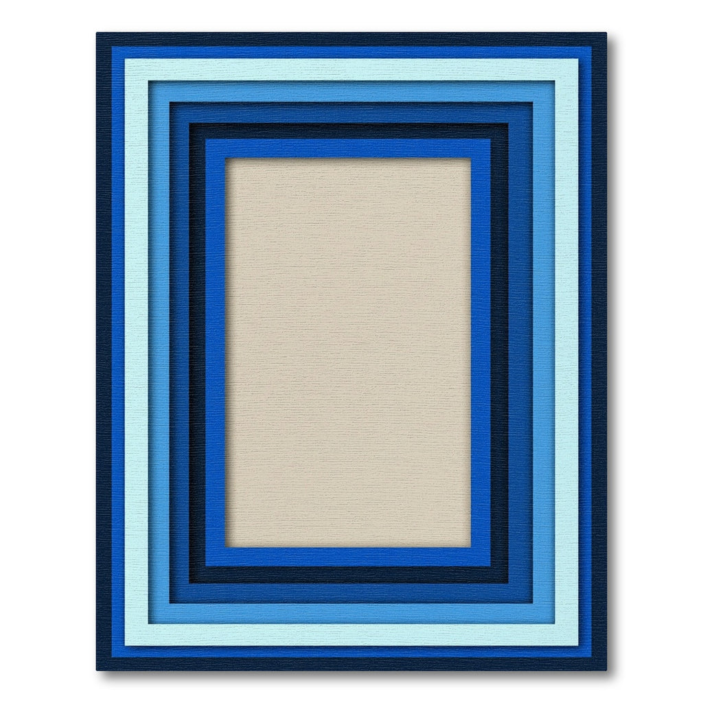 Layered Blue Rectangles Geometric Rug