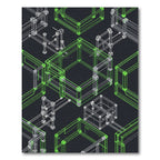 Neon Geometric Isometric Grid Framework Rug