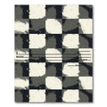 Gritty Black White Checkerboard Brushstroke Rug