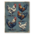 Vintage Farmhouse Rooster Flock Illustration Rug