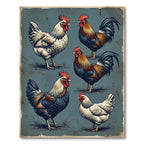 Vintage Farmhouse Rooster Flock Illustration Rug
