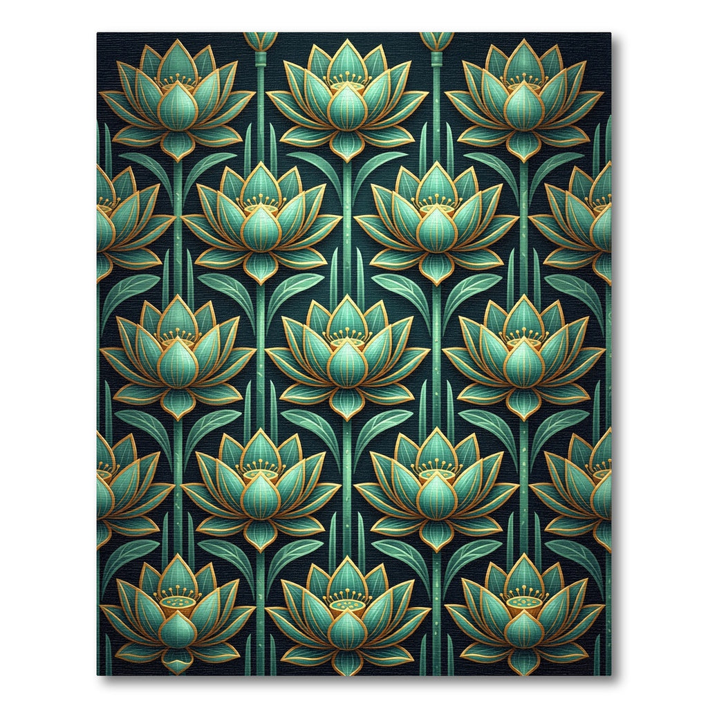 Emerald Lotus Blossom Floral Rug