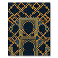Midnight Navy Gold Arabesque Geometric Arch Rug