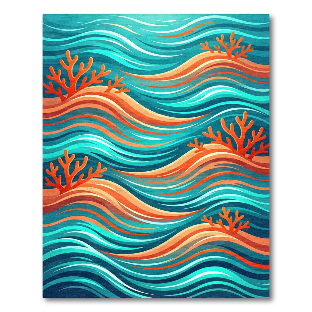 Vibrant Coral Reef Wavy Ocean Waves Rug