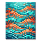 Vibrant Coral Reef Wavy Ocean Waves Rug