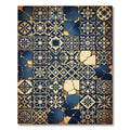Vintage Navy Blue Floral Tile Mosaic Rug