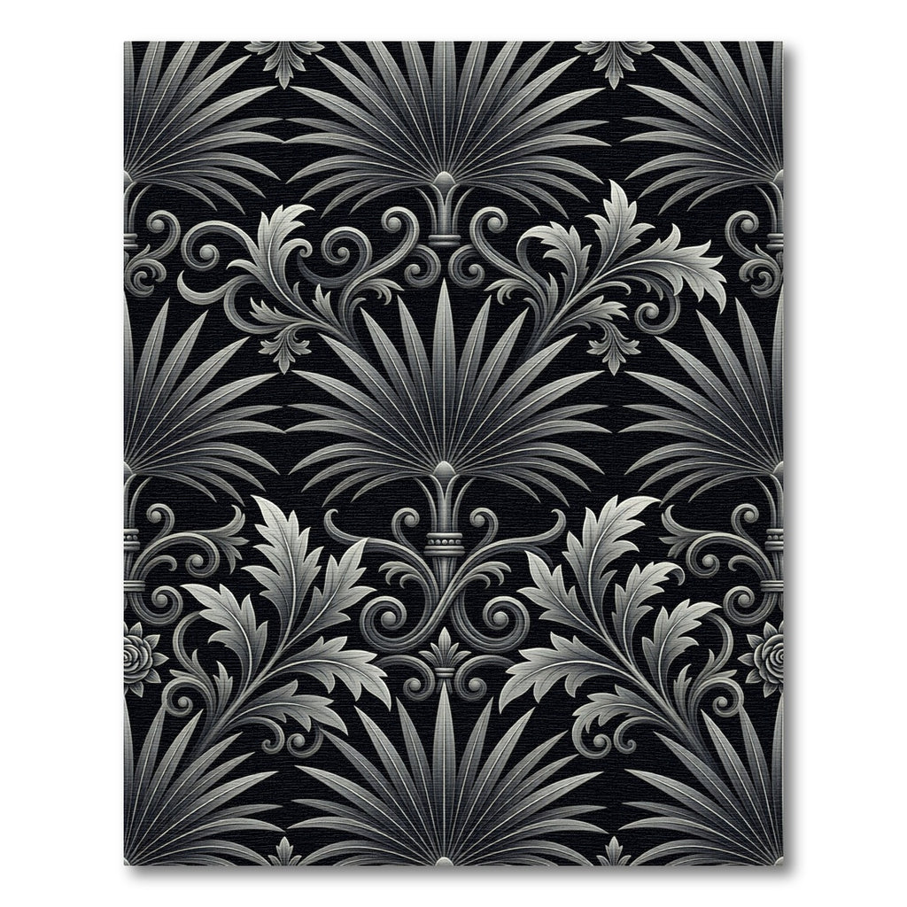 Ornate Silver Acanthus Scroll Rug
