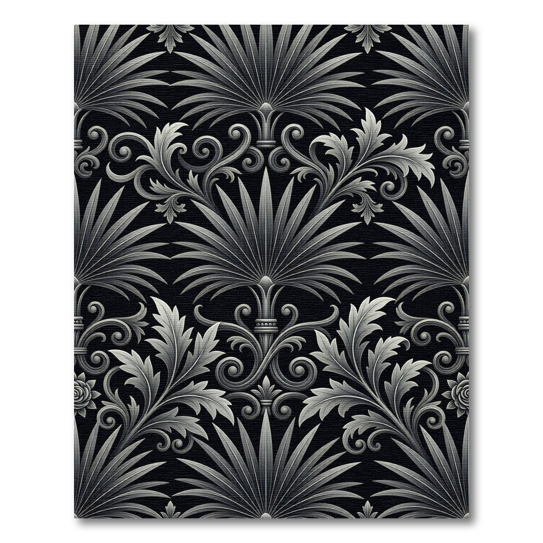 Ornate Silver Acanthus Scroll Rug