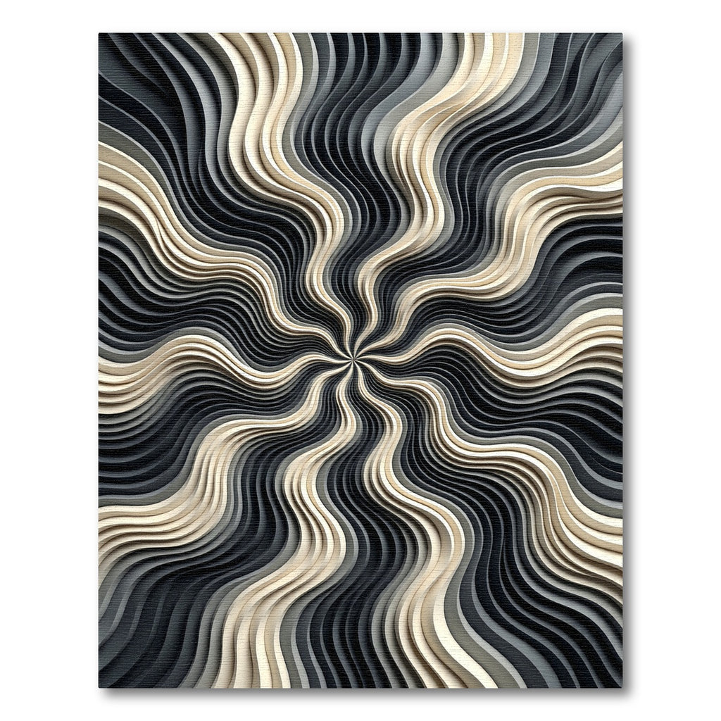 Modern Monochrome Swirl Wave Rug
