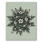 Sage Green Cream Floral Medallion Rug