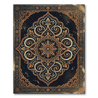 Ornate Gold Floral Medallion Charcoal Rug