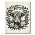 Highland Cow Floral Botanical Wreath Rug