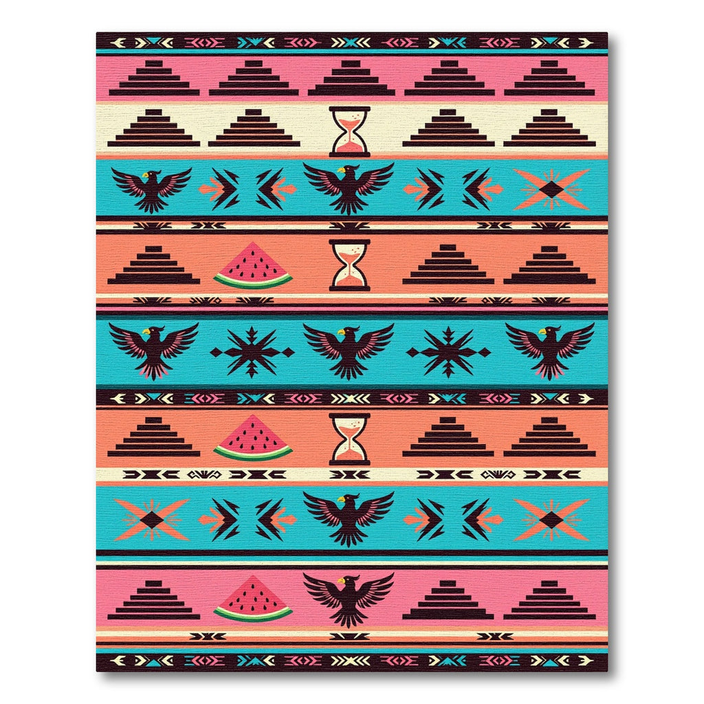 Vibrant Southwest Eagle Watermelon Hourglass Rug