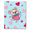 Cute Pink Polka Dot Mouse Hearts Rug