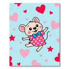Cute Pink Polka Dot Mouse Hearts Rug