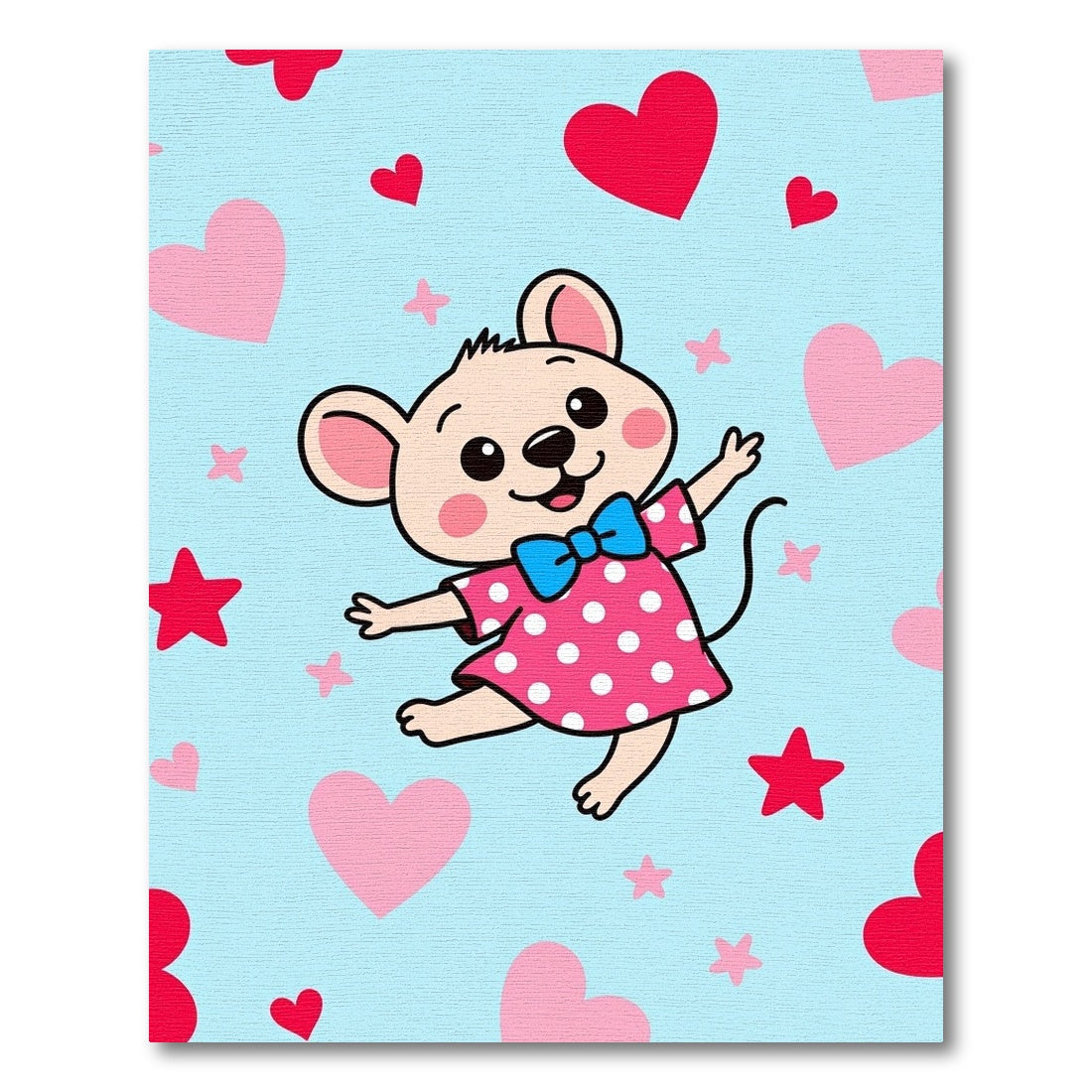 Cute Pink Polka Dot Mouse Hearts Rug