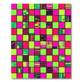 Vibrant Neon Pixel Grid Checkered Abstract Rug