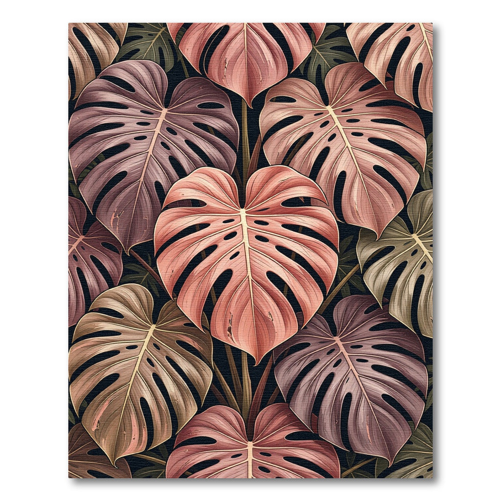 Dusty Rose Monstera Leaf Mosaic Rug