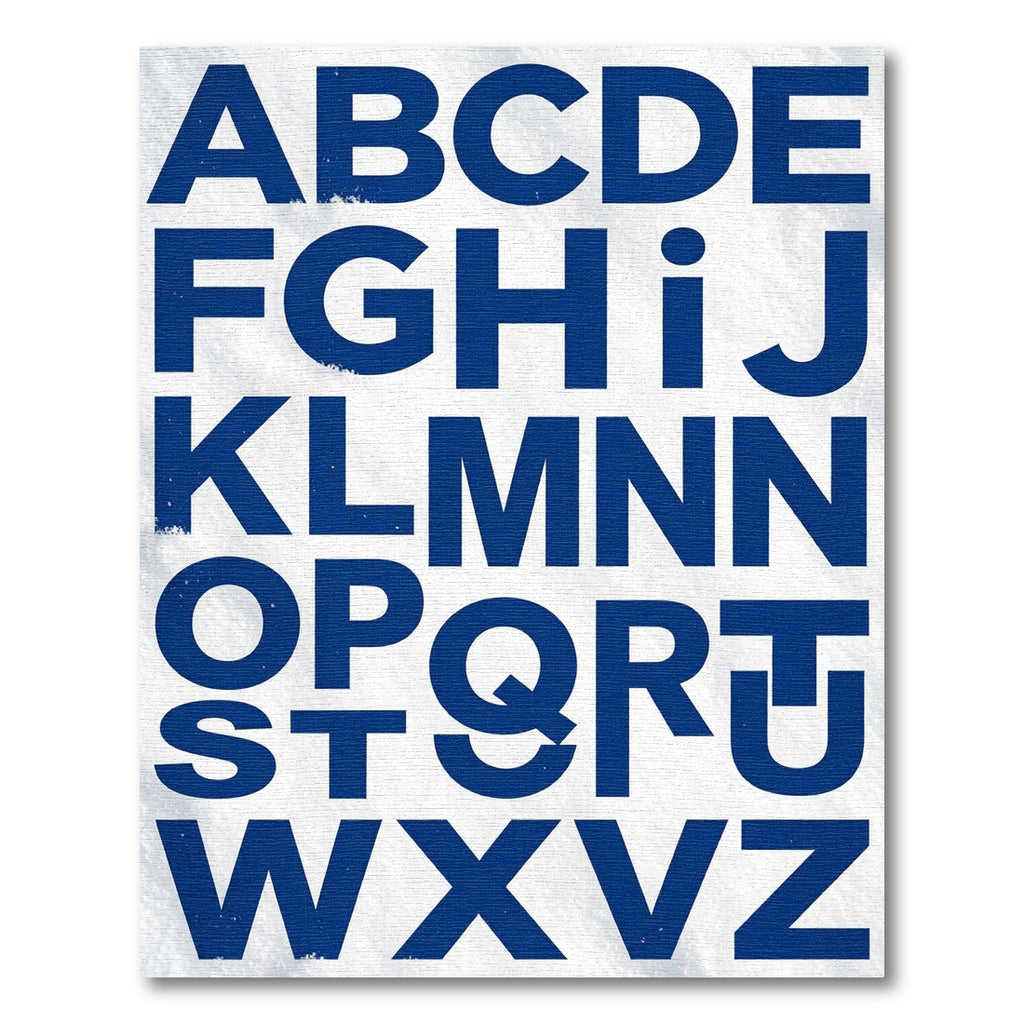 Bold Navy Blue Alphabet Typography Rug