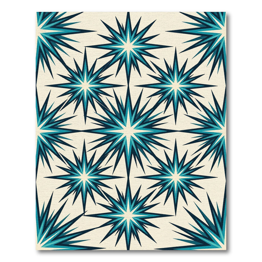 Teal Starburst Geometric Pattern Rug