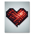 Pixelated Deep Red Heart Art Rug