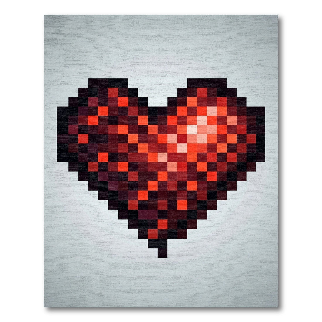 Pixelated Deep Red Heart Art Rug