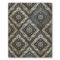 Elegant Charcoal and Gold Damask Medallion Rug