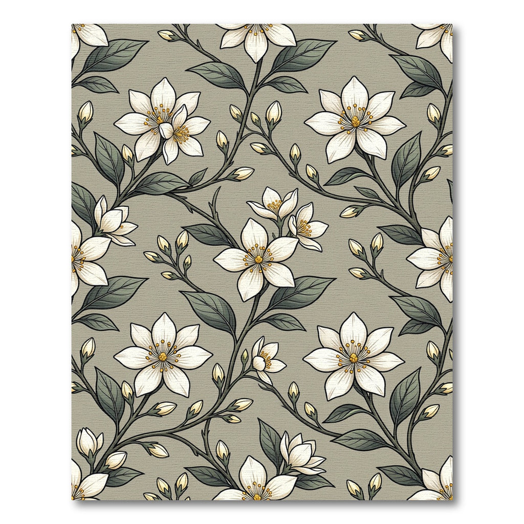 Delicate White Blossom Vine Pattern Rug