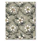 Delicate White Blossom Vine Pattern Rug