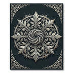 Elegant Silver Acanthus Swirl Medallion Rug