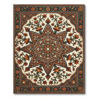 Ornate Amber Floral Star Medallion Rug