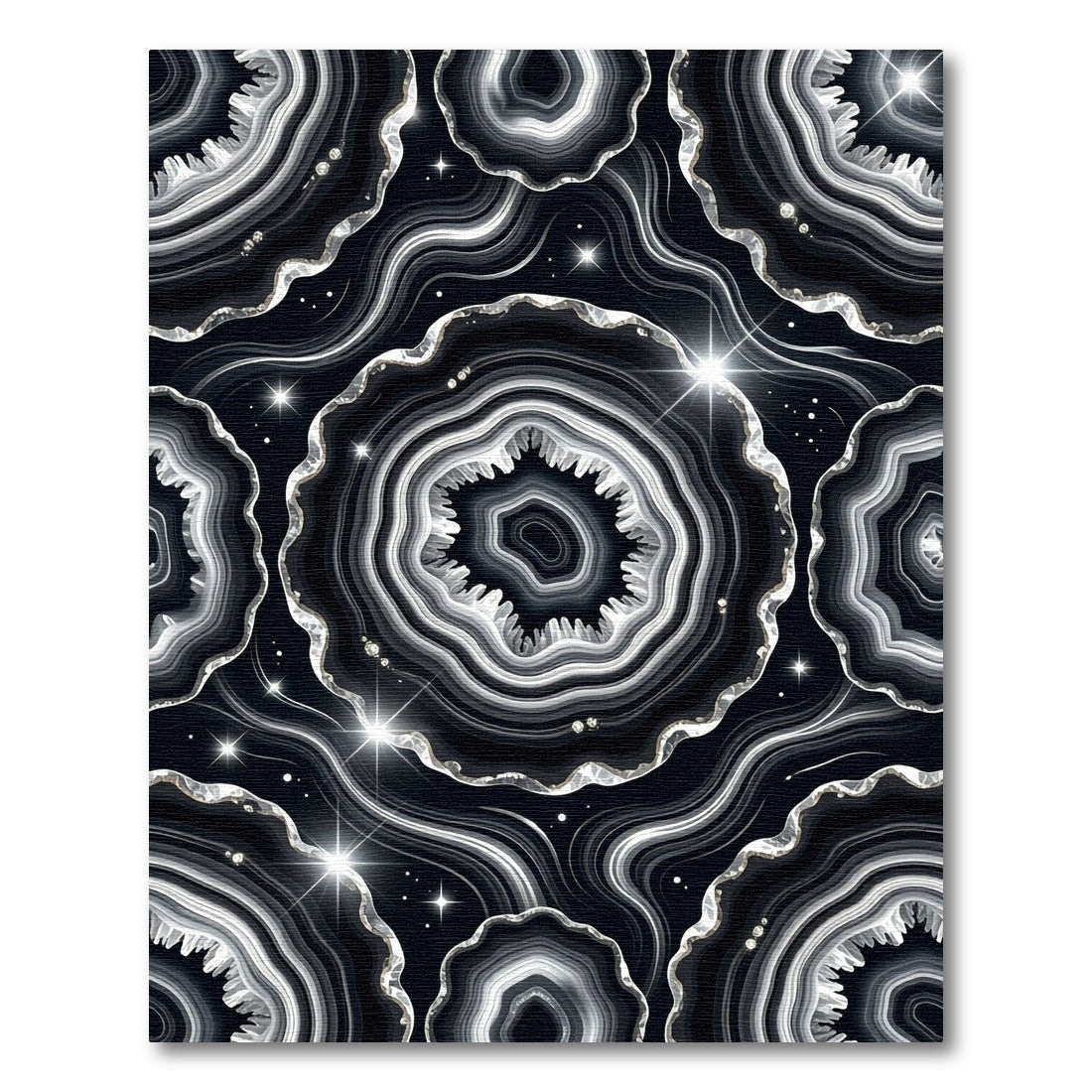 Black Agate Crystal Slice Sparkle Rug
