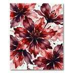 Dramatic Crimson Floral Watercolor Composition Rug
