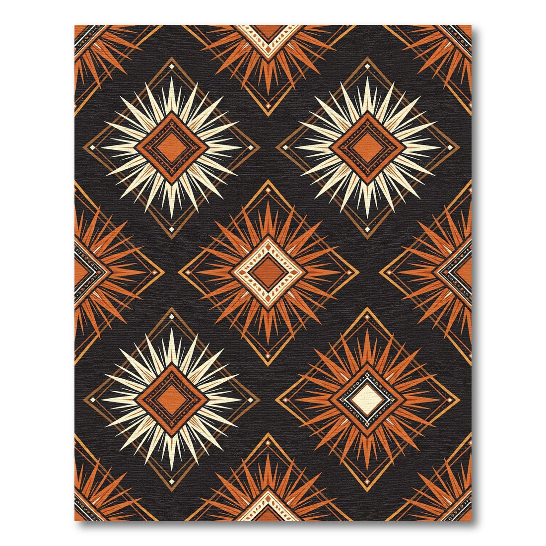 Geometric Terracotta Sunburst Diamond Art Rug