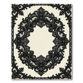 Elegant Black Baroque Lace Oval Frame Rug