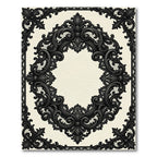 Elegant Black Baroque Lace Oval Frame Rug