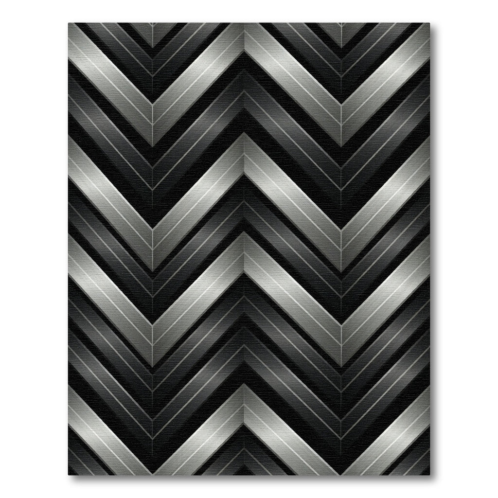Metallic Silver Chevron Geometric Monochromatic Rug