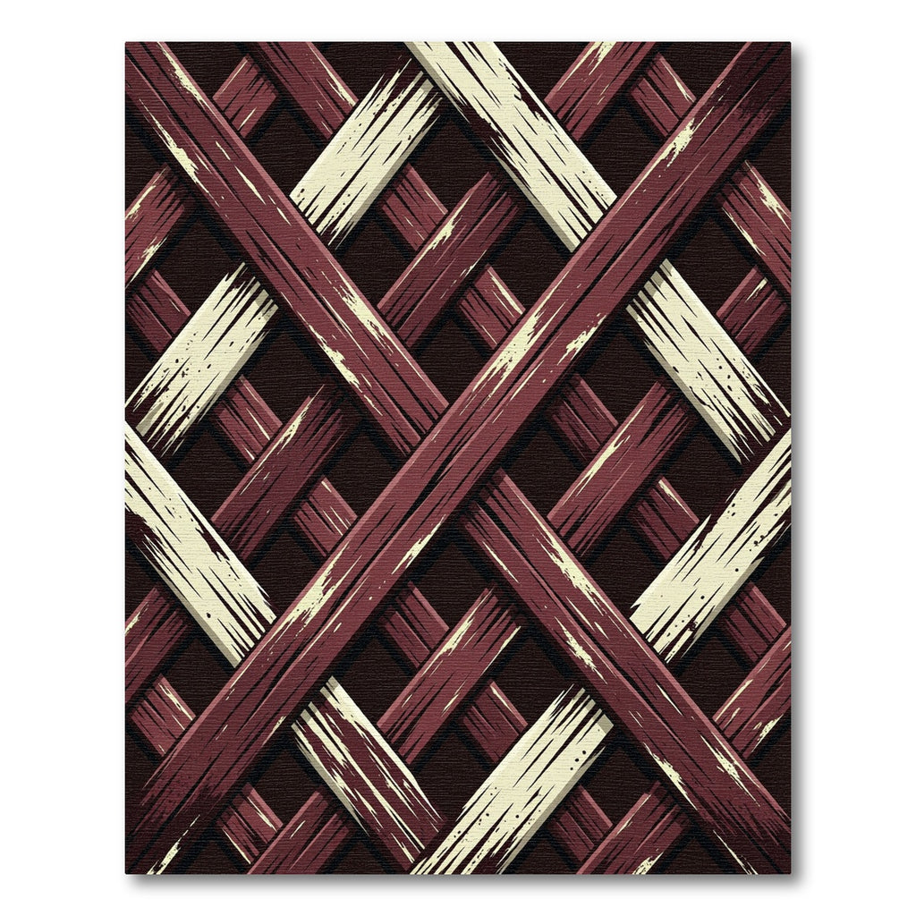 Rustic Crimson Cream Woven Lattice Rug