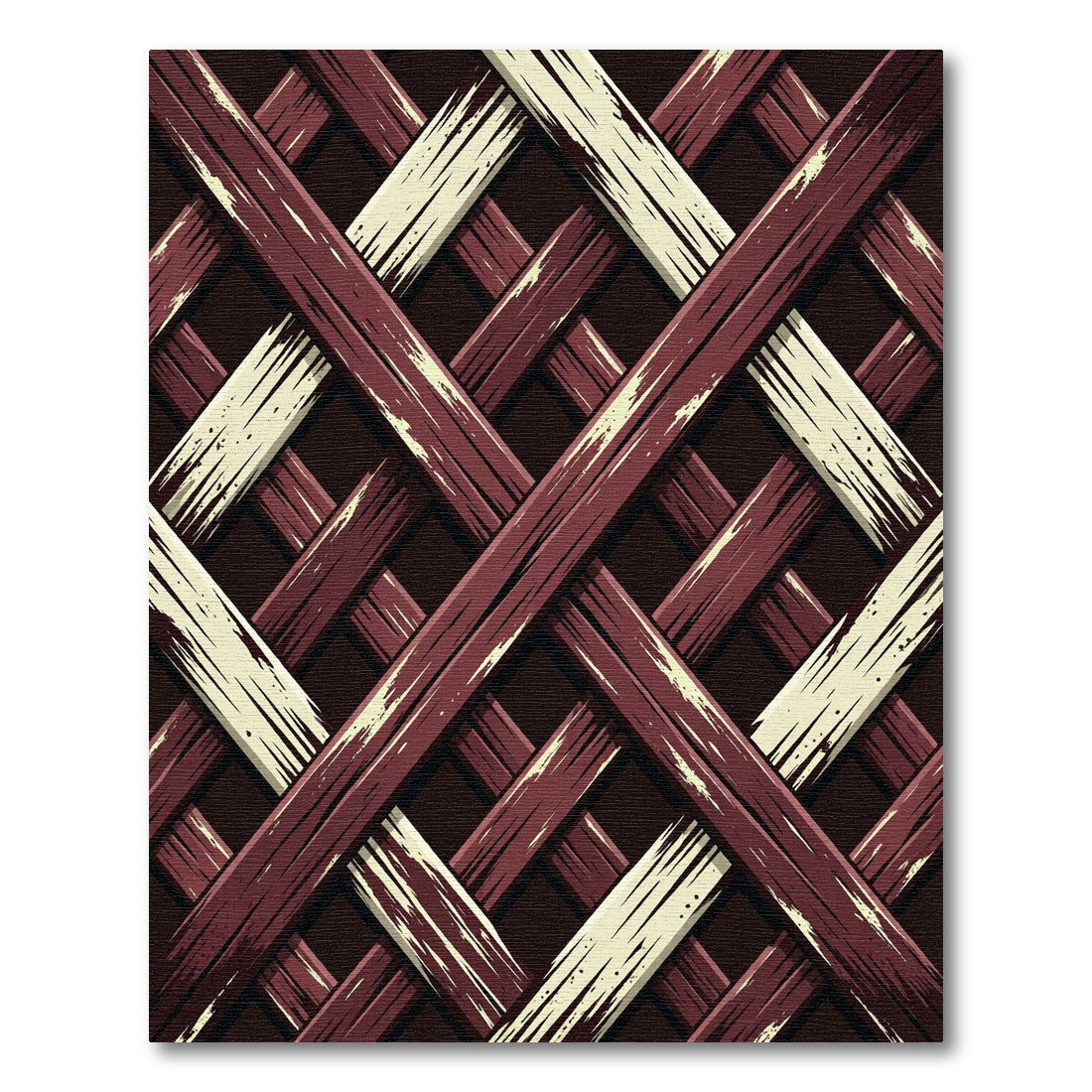Rustic Crimson Cream Woven Lattice Rug