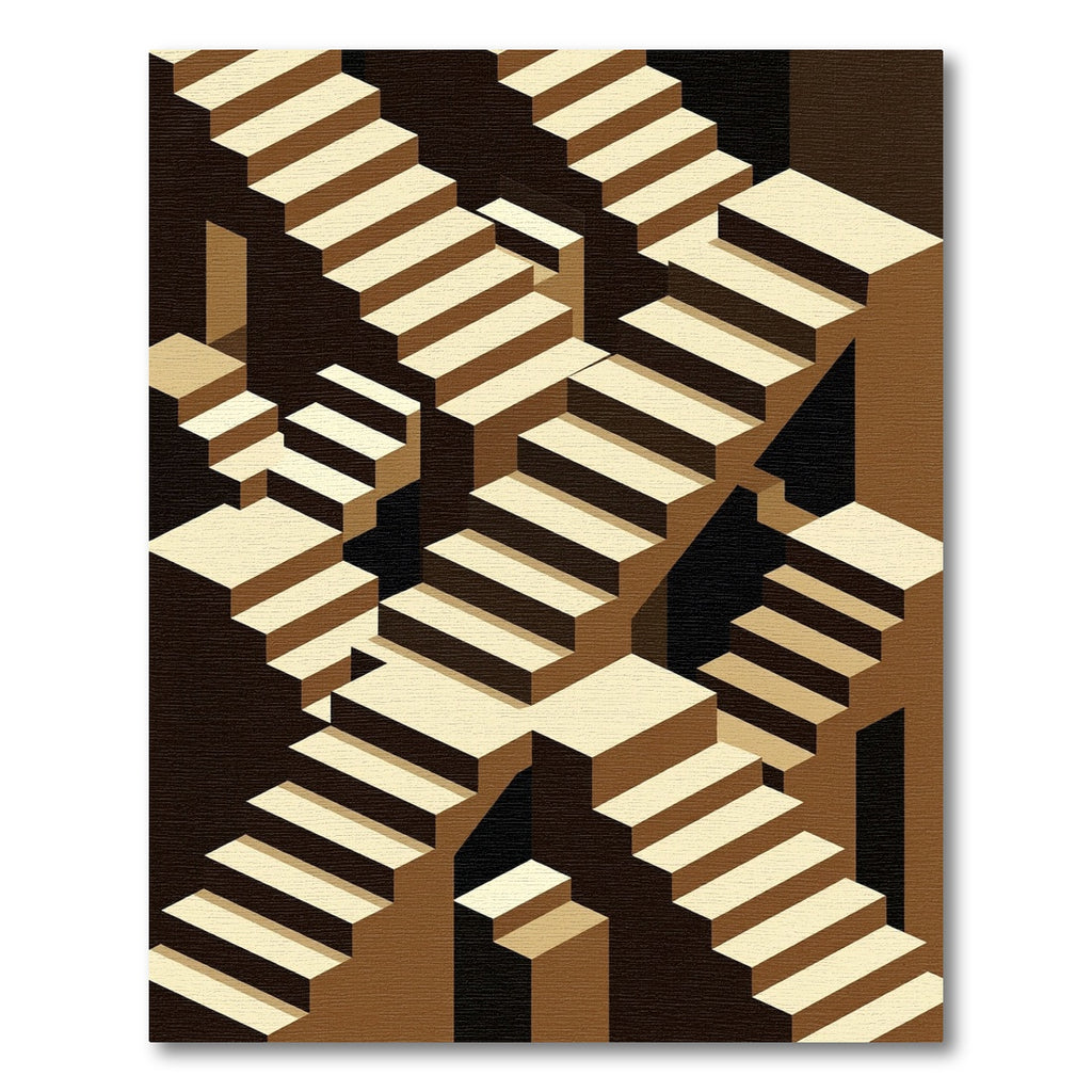 Escher Inspired Geometric Staircase Area Rug